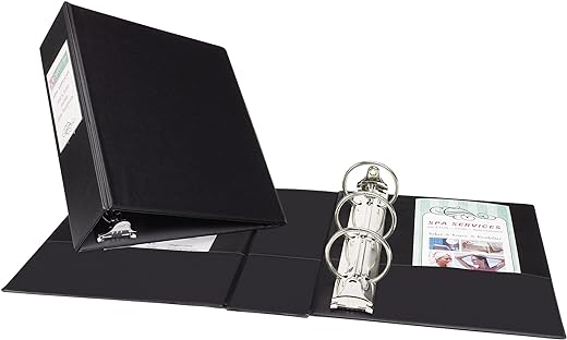 [0]Avery Mini Durable 3 Ring Binder, 2" Round Rings, Holds 5.5" x 8.5" Paper, Label Holder, 1 Black Binder (27554)