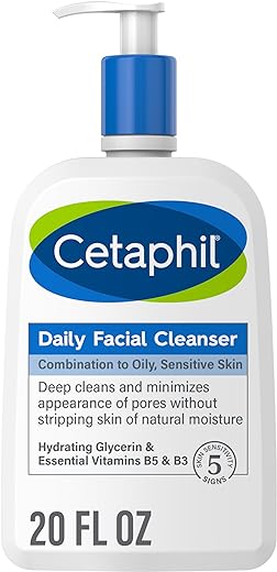 [0]Cetaphil Face Wash, Daily Facial Cleanser for Sensitive, Combination to Oily Skin, NEW 20 oz, Gentle Foaming, Soap Free, Hypoallergenic