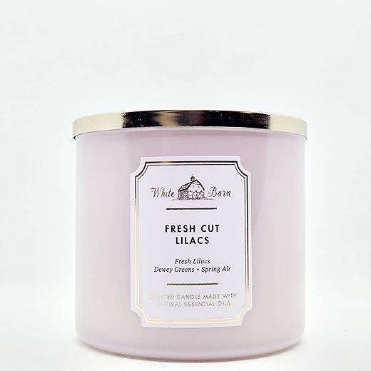 Bath and Body Works, White Barn 3-Wick Candle w/Essential Oils - 14.5 oz - 2021 Core Scents! (Fresh Cut Lilacs)