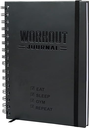 Hardcover Fitness Journal Workout Planner for Men & Women - A5 Sturdy Workout Log Book to Track Gym & Home Workouts