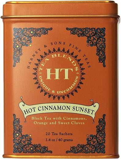 Harney & Sons Hot Cinnamon Sunset, 20 Count (Pack of 4)