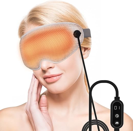 Heated Sleep Eye Mask, 3D Blackout Memory Foam Eye Cups Design, Reduces Pressure and Promotes Deeper Relaxation, Suitable for Nap Travel Relief Migraine Dry Eyes