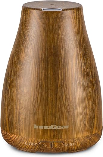 InnoGear Essential Oil Diffuser, Upgraded Diffusers for Essential Oils Aromatherapy Diffuser Cool Mist Humidifier with 7 Colors Lights 2 Mist Mode Waterless Auto Off for Home Office Room, Bronze