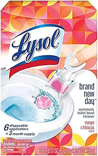 Lysol Click Gel Automatic Toilet Bowl Cleaner, Gel Toilet Bowl Cleaner, For Cleaning and Refreshing, Mango & Hibiscus, 6 Count (Pack of 1)