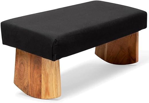 Meditation Bench (Zen Black), Seiza, Sustainable Acacia Wood with Curved Bottom Edges for The Perfect Posture, Meditation Stool, Prayer Bench, Meditation Chair, Yoga Stool