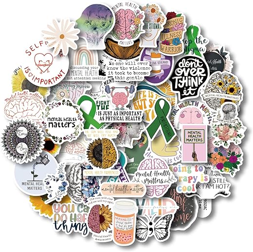 Mental Health Awarness Stickers, Mental Health Vinyl Stickers for Water Bottle, Journaling, Laptop, Car, Phone, Mental Health Gifts, Therapist Gifts