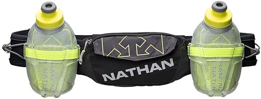 Nathan Hydration Insulated Running Belt Trail Mix Plus - Adjustable Running Belt – TrailMix Includes 2 Insulated Bottles/Flask – with Storage Pockets. Fits Most iPhones (One Size, Black)