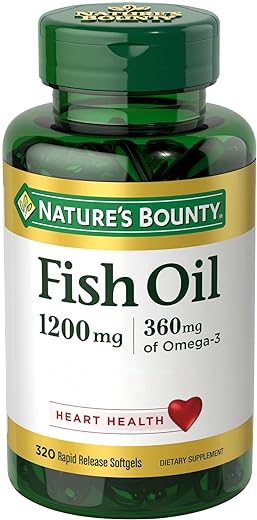 Nature's Bounty Fish Oil, Dietary Supplement, Omega 3, Supports Heart Health, 1200mg, Rapid Release Softgels, 320 Ct