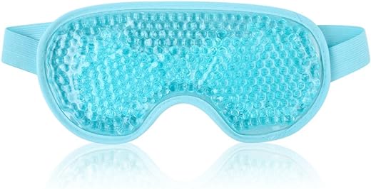 NEWGO Cold Eye Mask Cooling Eye Mask for Dry Eyes, Gel Eye Mask Eye Ice Pack Reusable Cold Eye Compress for Dark Circles, Migraines, Eye Surgery, Skin Care (Blue)