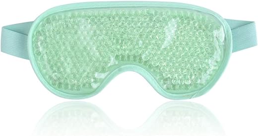 NEWGO Cooling Gel Eye Mask Reusable Cold Eye Mask for Puffy Eyes, Eye Ice Pack with Soft Plush Backing for Dark Circles, Migraine, Stress Relief - Green