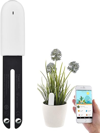 Plant Monitor Soil Test Kit,Flower Care Soil Tester Smart Plant Tracker Intelligent Sensor Plants Detector Bluetooth Monitor for Light Moisture Fertility Temperature Level for iOS and Android