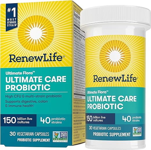 Renew Life Ultimate Flora Adult Ultimate Care Probiotic, 150 Billion, 30 Caps (Package May Vary)