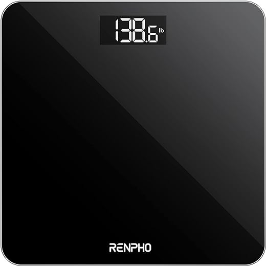 RENPHO Digital Bathroom Scale, Highly Accurate Body Weight Scale with Lighted LED Display, Round Corner Design, 400 lb, Black-Core 1S