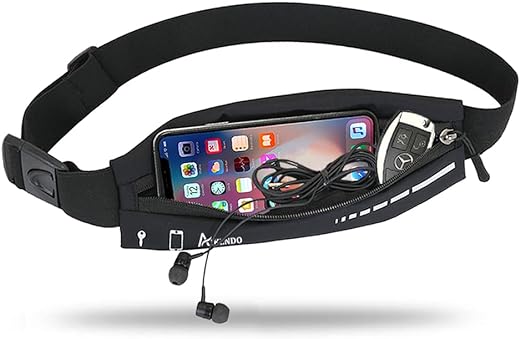 Slim Running Belt for Women Men,Runners Fanny Pack Phone Holder,Run Pouch Waist Belt for Workout Jogging,Money Belt Running Gift Gear Accessories(Black)