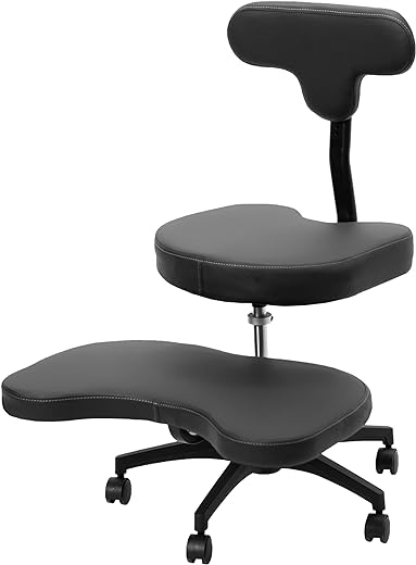 VIVO Ergonomic Cross Legged Chair with Wheels, Home and Office, Versatile Kneeling Chair, Height Adjustable, Yoga Desk Chair, Black, CHAIR-CL02B