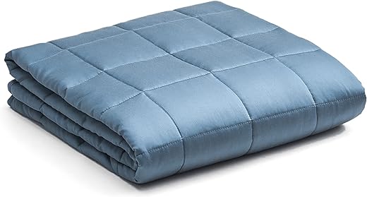 YnM Bamboo Weighted Blanket — 100% Natural Viscose Derived from Bamboo Oeko-Tex Certified Material (Blue Grey, 48"x72" 15lbs), Suit for One Person(~140lb) Use on Twin/Full Bed