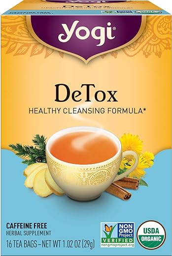 Yogi Tea DeTox Tea - 16 Tea Bags per Pack (4 Packs) - Organic Detox Tea for Digestive & Circulation Support - Includes Burdock, Dandelion, Ginger Root, Black Pepper, Cardamom & Juniper Berry